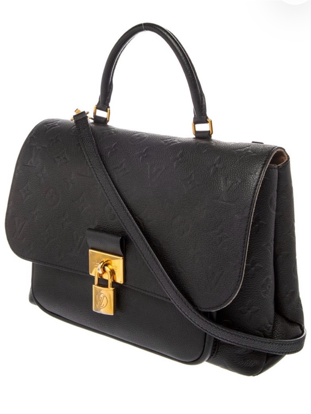 Louis Vuitton Black Monogram Embossed Satchel with Gold Hardware - Picture 2 of 5